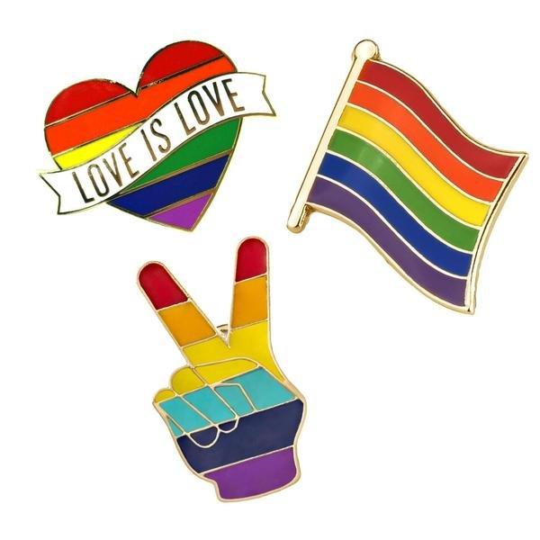 Image of eStore 3x Broschen, Gleichberechtigung - LGBTQ - ONE SIZE