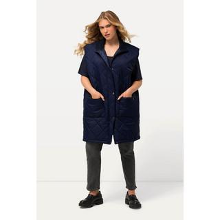 Ulla Popken Long Steppweste Stehkragen Zipper Zipptaschen  