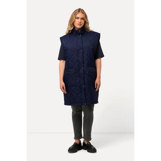 Ulla Popken Long Steppweste Stehkragen Zipper Zipptaschen  