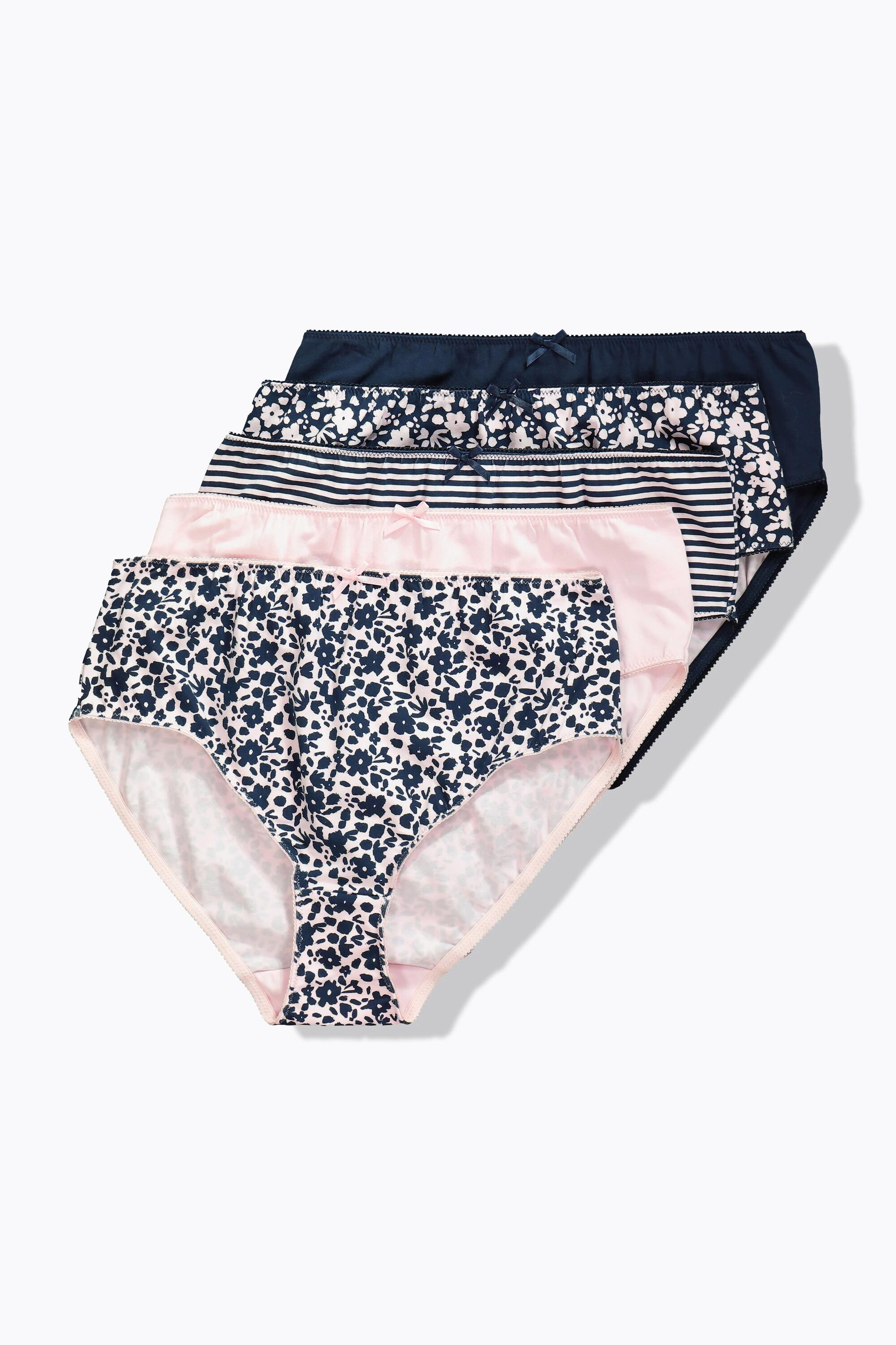 Ulla Popken Slip Midi Confezione da 5 Fiori Tinta Unita  