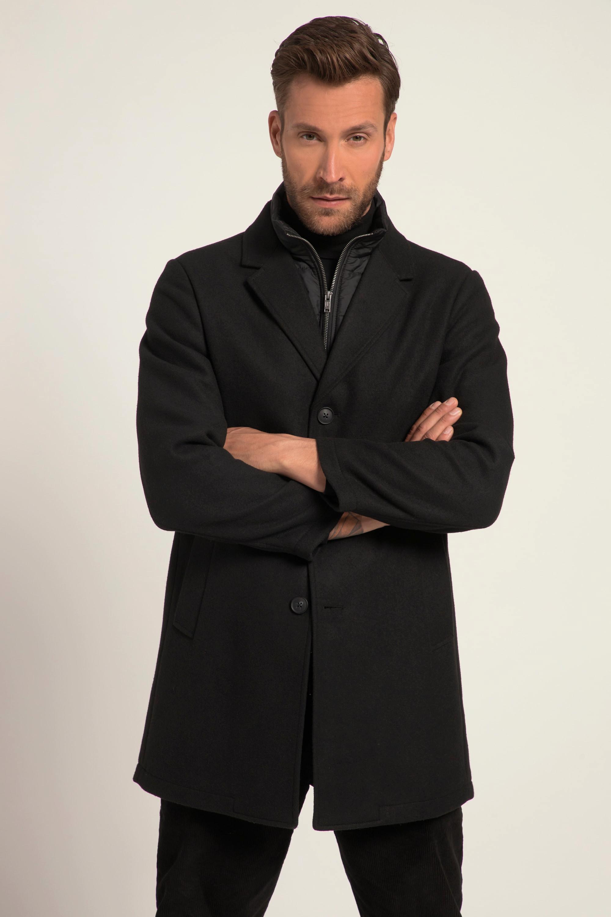 JP1880 Manteau en laine mélangée avec insert matelassé et col à revers  