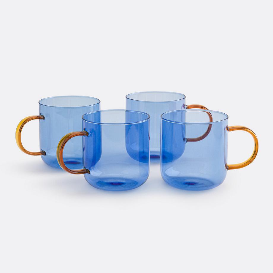 La Redoute Intérieurs Lot de 4 tasses en verre anse colorée  
