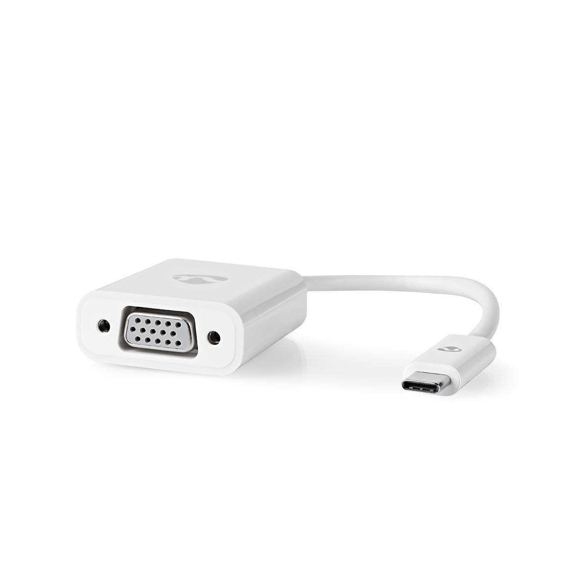 Nedis  USB-C™-Adapter | USB 3.2 Gen 1 | USB-C™-Stecker | VGA-Buchse 15p | 1080p | 5 Gbps | 0,20 m | Rund | Vernickelt | PVC | Weiß | Kunststofftasche 