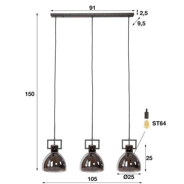 mutoni Lampada a sospensione Industria 3 luci  