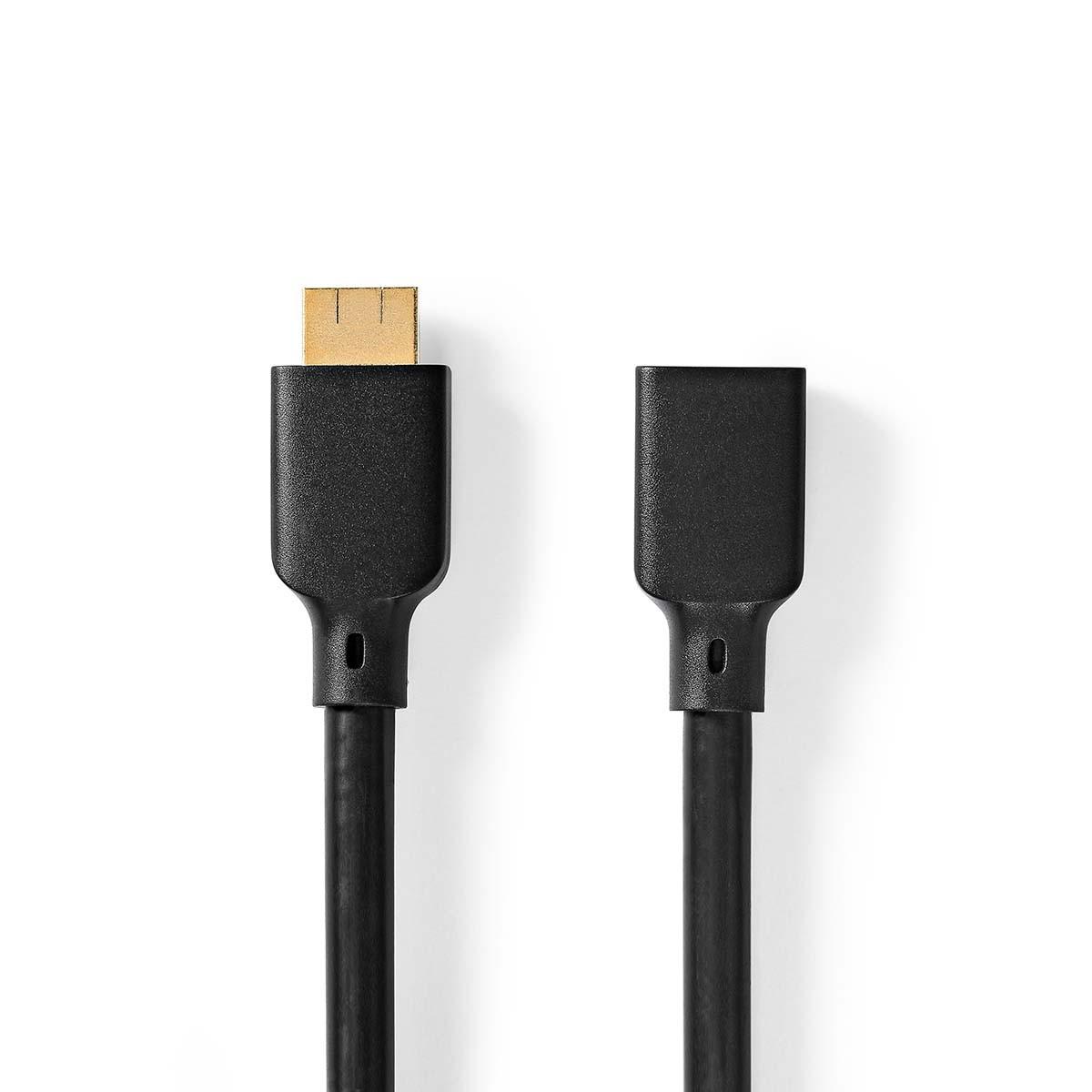 Nedis  Ultra High Speed HDMI™ Kabel | HDMI™ Kontakt | HDMI™ Hona | 8K@60Hz | 48 Gbps | 2,00 m | Rund | 7,9 mm | Svart | Låda 