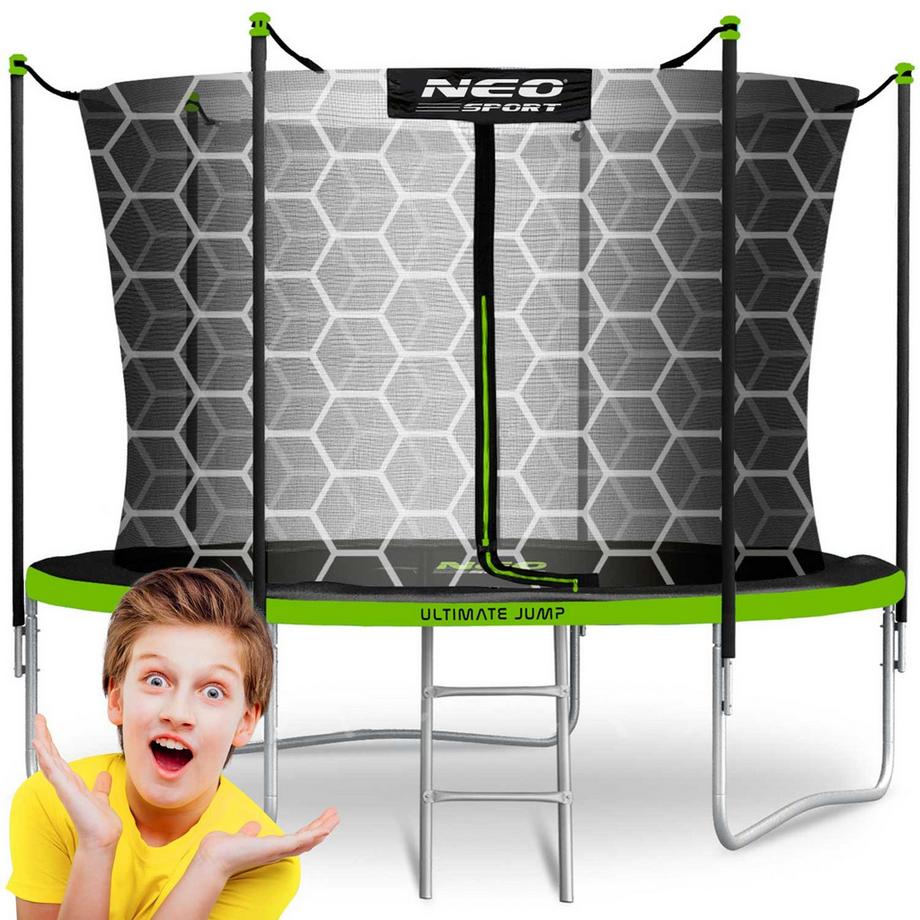 B2X  Trampoline de jardin 8ft/252cm avec filet intérieur et échelle de Neo-Sport 