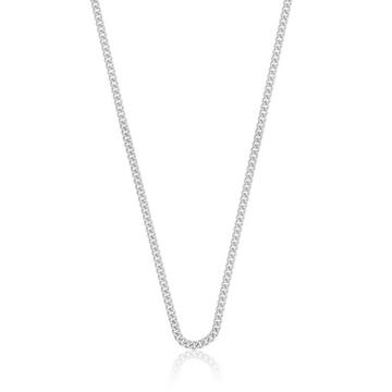 Collier gourmette or blanc 750, 2.1mm, 50cm