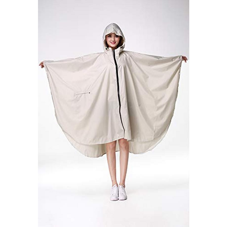 Alopini Stylischer wasserdichter Regenponcho mit Kapuze Reissverschluss  