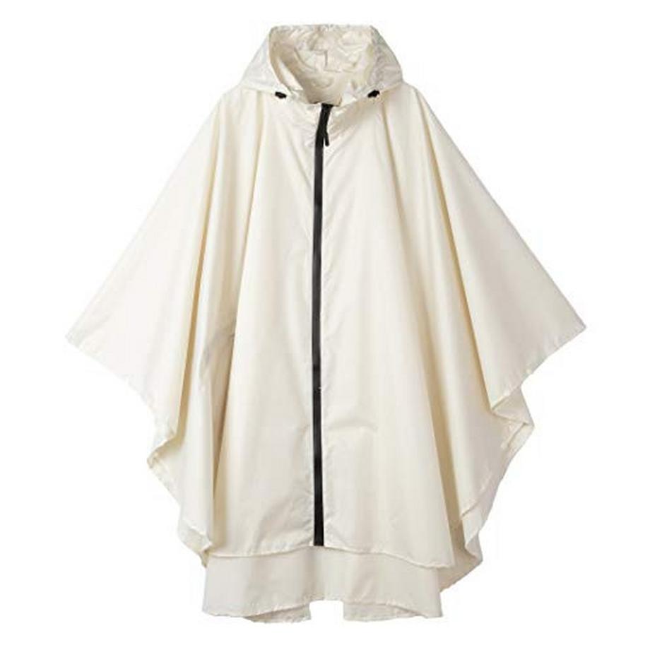 Regenponcho stylischer wasserdichter Regenmantel mit Kapuze Reißverschluss