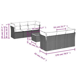 VidaXL Ensemble de canapés de jardin rotin synthétique  