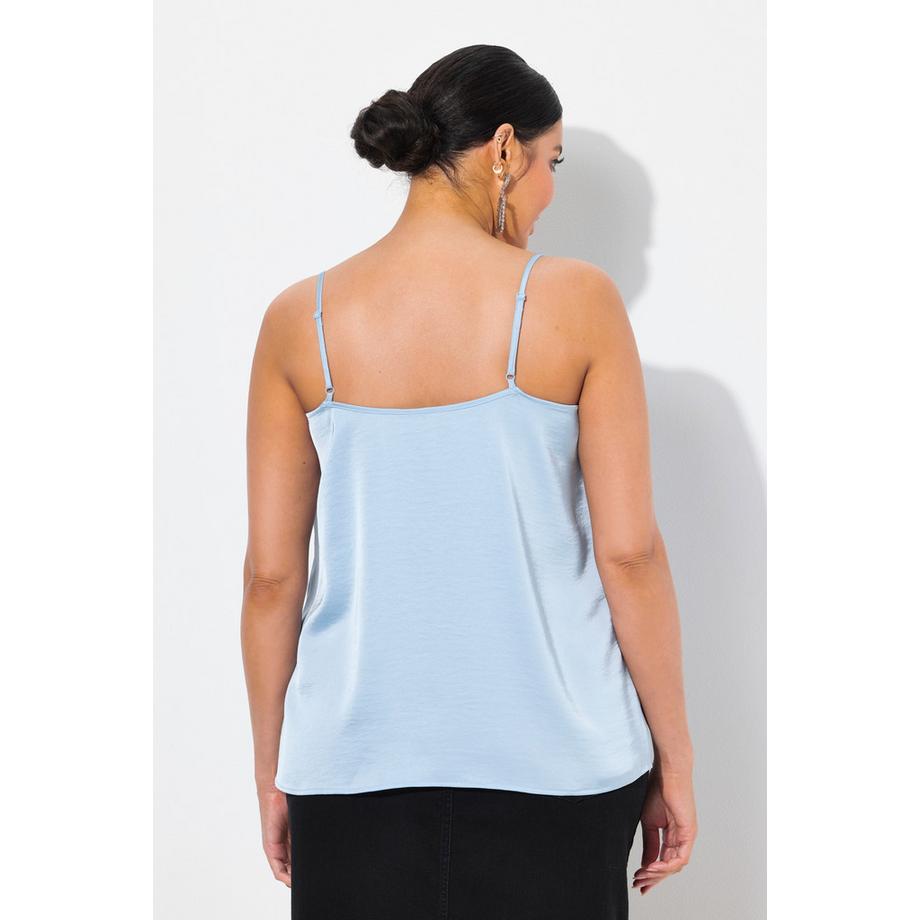 Ulla Popken Satin A-Linie V-Ausschnitt Spaghettiträger Top  