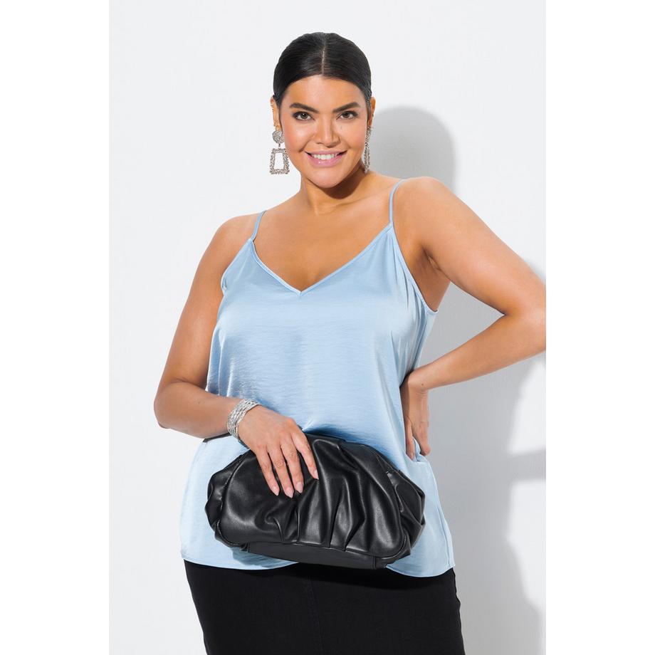 Ulla Popken Satin A-Linie V-Ausschnitt Spaghettiträger Top  