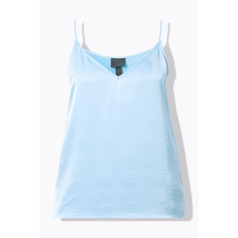 Ulla Popken Satin A-Linie V-Ausschnitt Spaghettiträger Top  