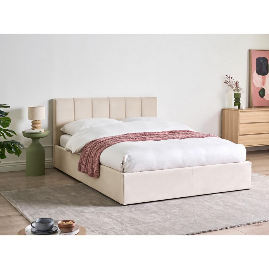 Beliani Letto contenitore en Velluto Minimalista DREUX  