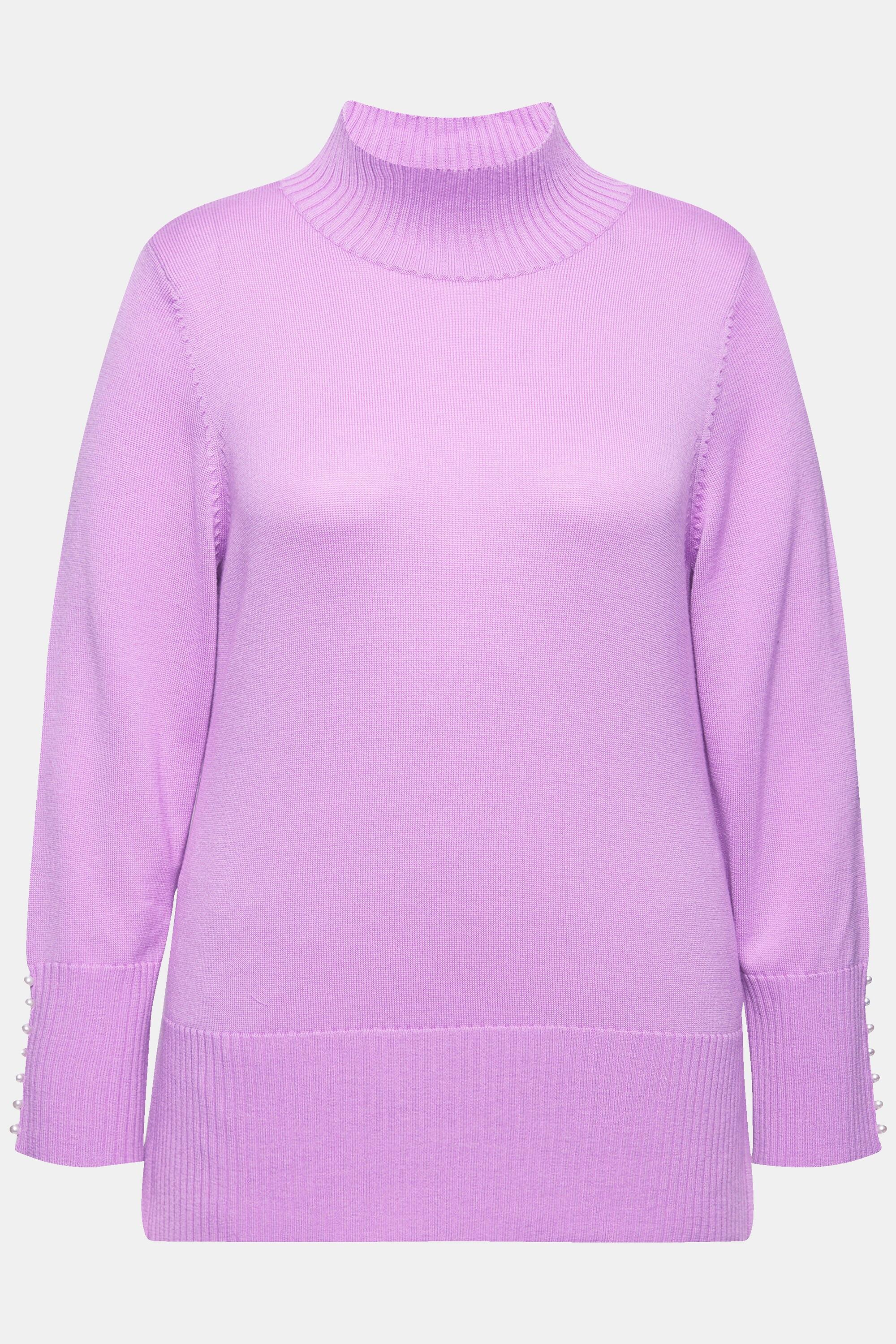 Ulla Popken  Pullover, Woll-Seidenmischung, Stehkragen, Zierperlen 