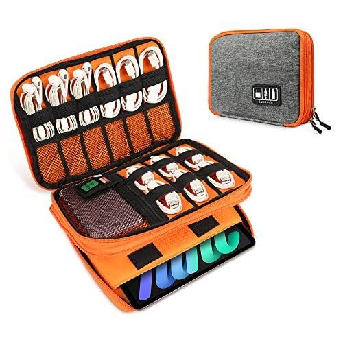 Only-bags.store  Doppelte Kabeltasche Organizer, kompakte Elektronikkabel-Organisator-Tasche, Reisekabel-Organisator-Tasche, Tech-Kabel-Organisator-Tasche für Zubehör, Handy-Ladekabel/USB 