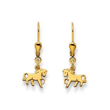 Ohrhänger mit Patentbrisuren Pferd Gelbgold 750, 27x10mm
