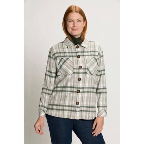 Ulla Popken  Shaket a quadri in cotone biologico con colletto da camicia e maniche lunghe 