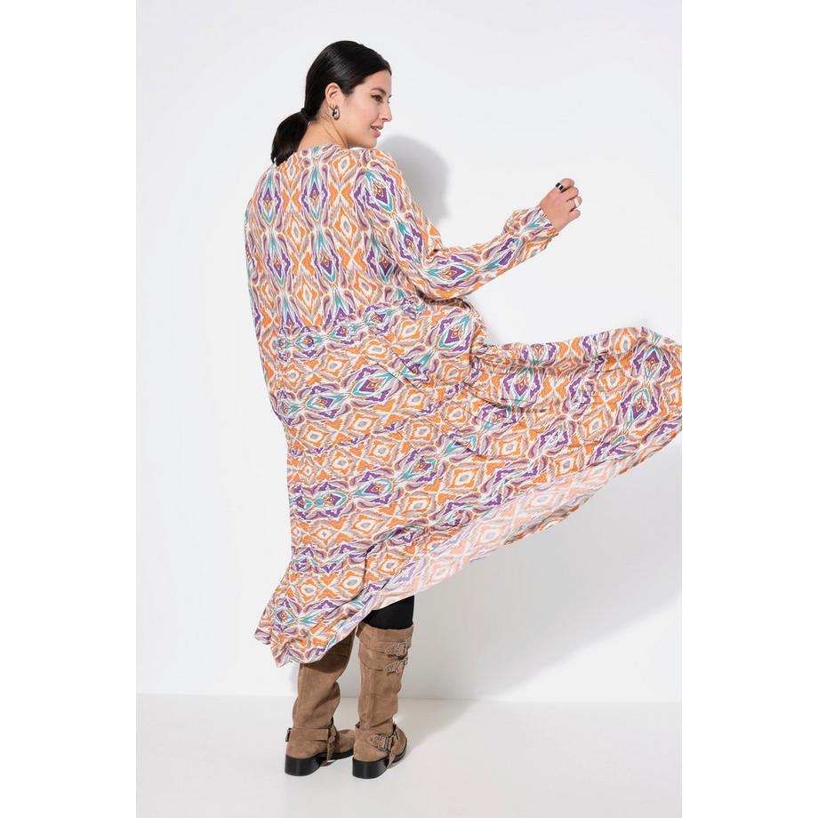 Studio Untold Maxikleid Alloverprint V-Ausschnitt Volants  