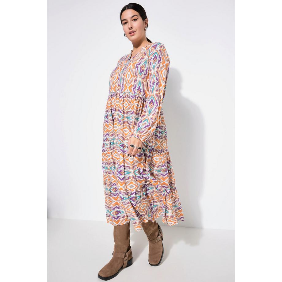 Studio Untold Maxikleid Alloverprint V-Ausschnitt Volants  