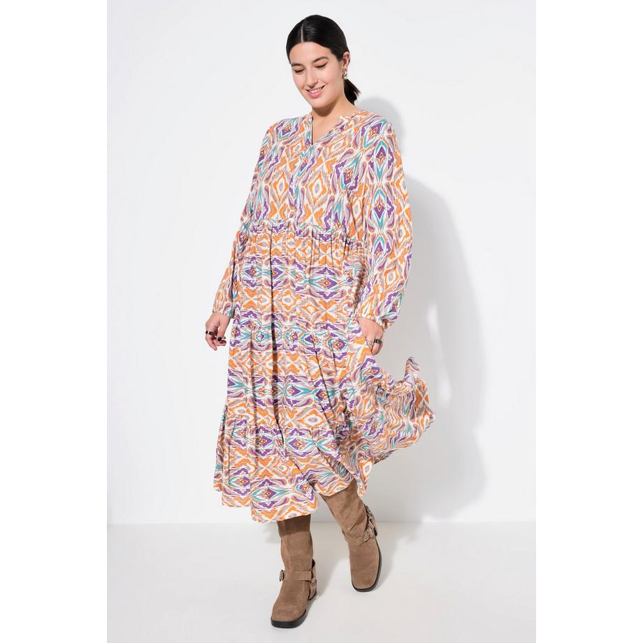 Studio Untold Maxikleid Alloverprint V-Ausschnitt Volants  