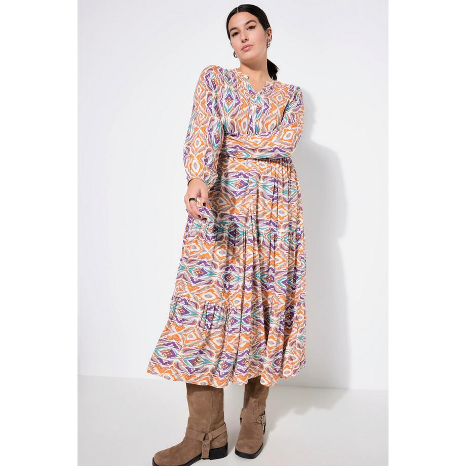 Studio Untold Maxikleid Alloverprint V-Ausschnitt Volants  