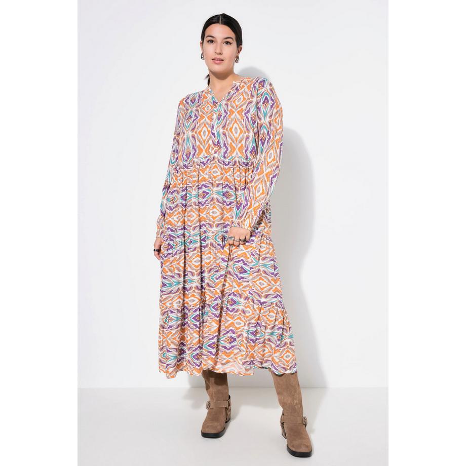 Studio Untold Maxikleid Alloverprint V-Ausschnitt Volants  