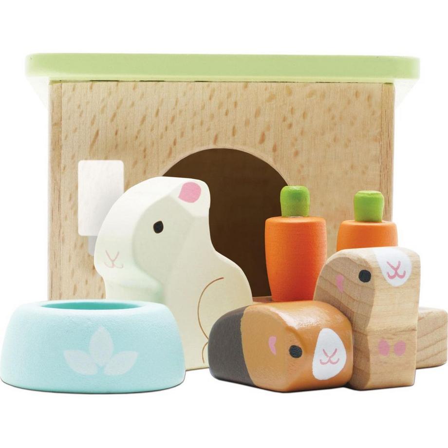 Le Toy Van  Le Toy Van – Daisylane Häschen & Meerschweinchen-Zubehörset aus Holz für Puppenhäuser | Puppenhaus-Möbelsets – Geeignet für Kinder ab 3 Jahren, ME045 