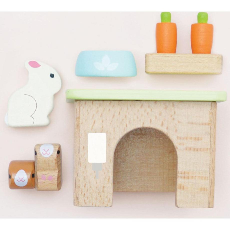 Le Toy Van  Le Toy Van – Daisylane Häschen & Meerschweinchen-Zubehörset aus Holz für Puppenhäuser | Puppenhaus-Möbelsets – Geeignet für Kinder ab 3 Jahren, ME045 