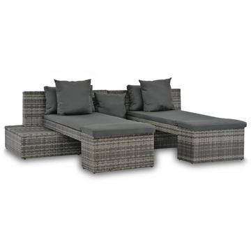 Gartensofa-set poly-rattan