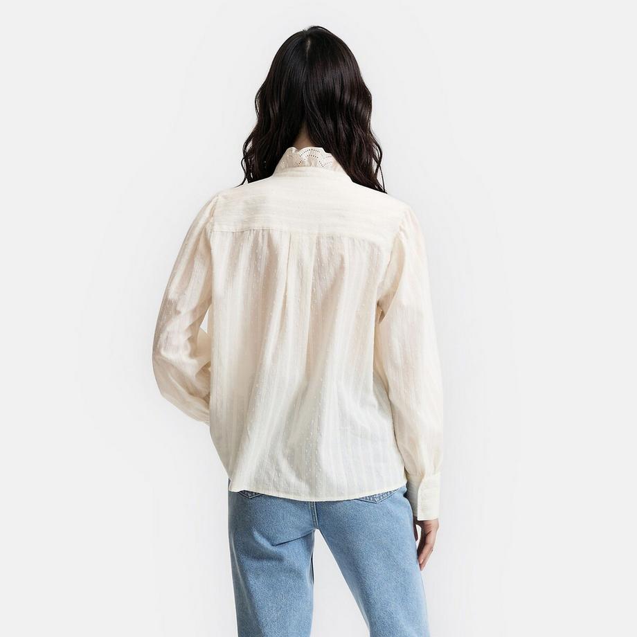 La Redoute Collections Langarmhemd mit besticktem viktorianischem Kragen  