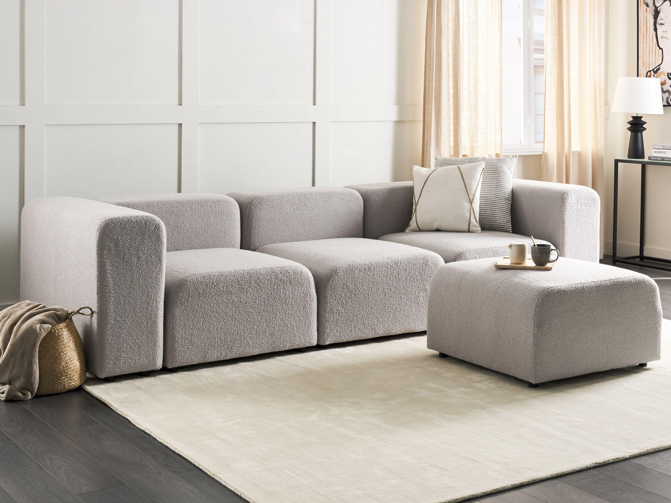 Beliani 3-Sitzer Sofa mit Ottomane aus Bouclé Modern FALSTERBO  