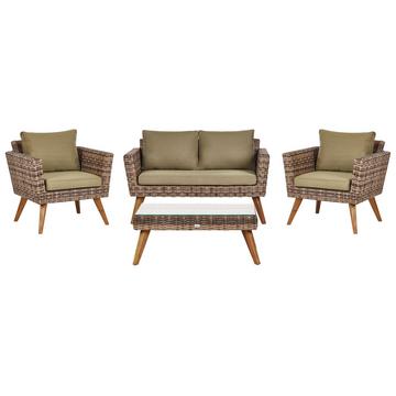 Set divani con tavolino en Rattan sintetico Retrò VITTORIA