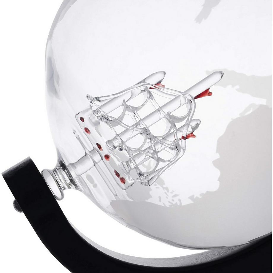 Oak & steel  Whisky Gläser und Dekanter Set Globus 