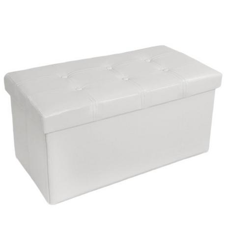 Tectake Banc coffre de rangement pliable grand aspect cuir 80x40x40cm  