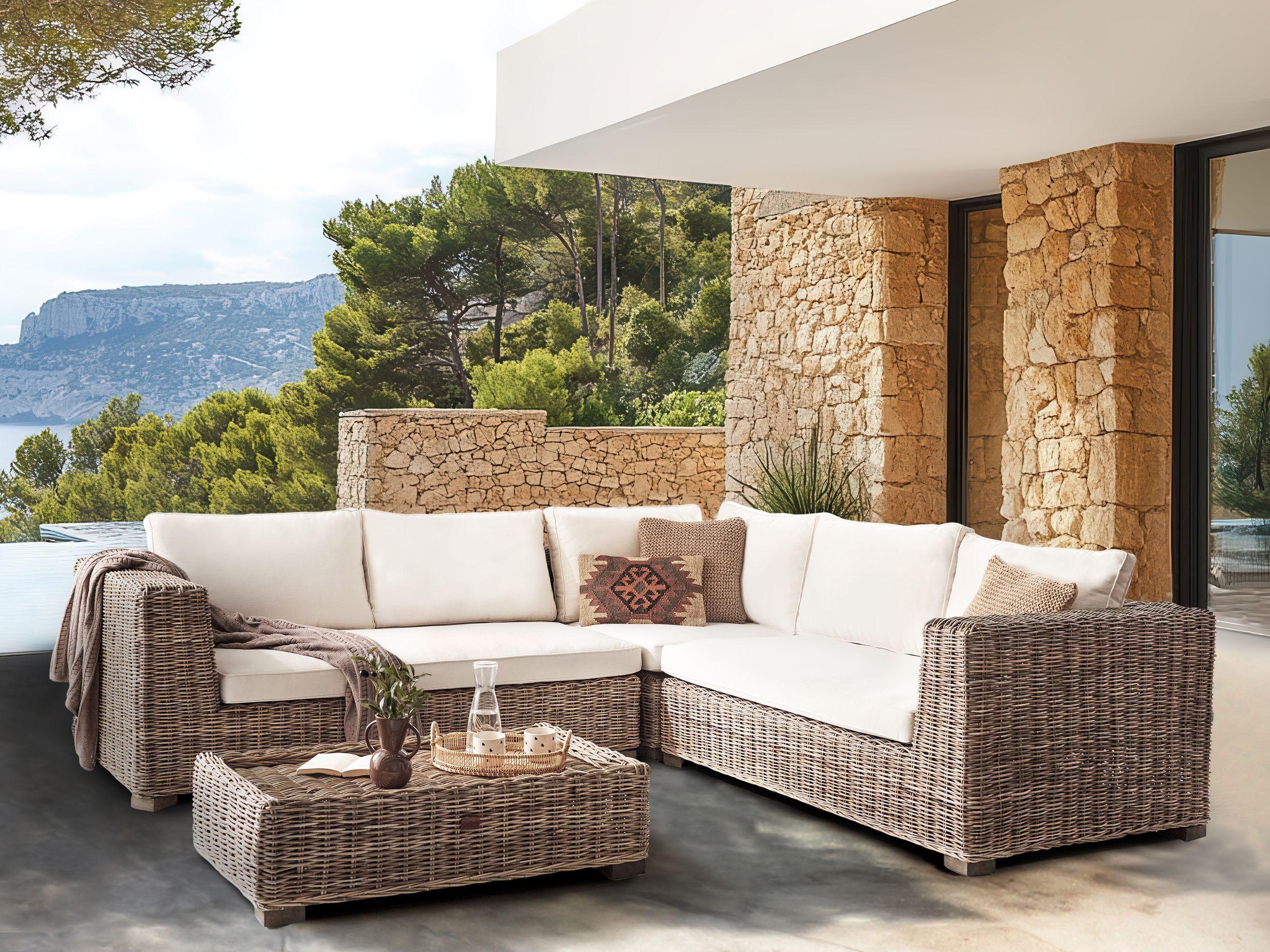 Beliani Salotto da giardino en Rattan Classico RINELLA  