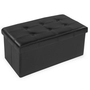 Cassapanca pouf pieghevole in pelle sintetica con contenitore 80 x 40 x 40 cm