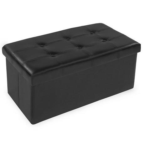 Tectake Cassapanca pouf pieghevole in pelle sintetica con contenitore 80 x 40 x 40 cm  