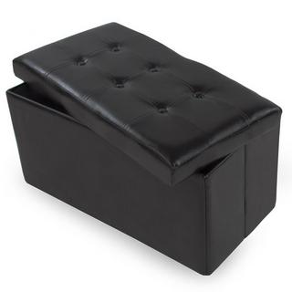 Tectake Cassapanca pouf pieghevole in pelle sintetica con contenitore 80 x 40 x 40 cm  