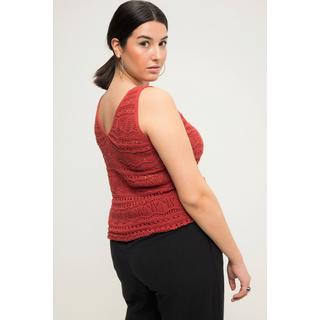 Studio Untold Top Maille Ajourée Ligne A Col V Ourlet Ondulé  