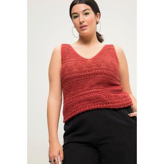 Studio Untold Top Maille Ajourée Ligne A Col V Ourlet Ondulé  