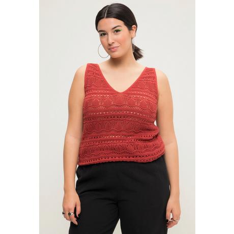 Studio Untold Top Maille Ajourée Ligne A Col V Ourlet Ondulé  