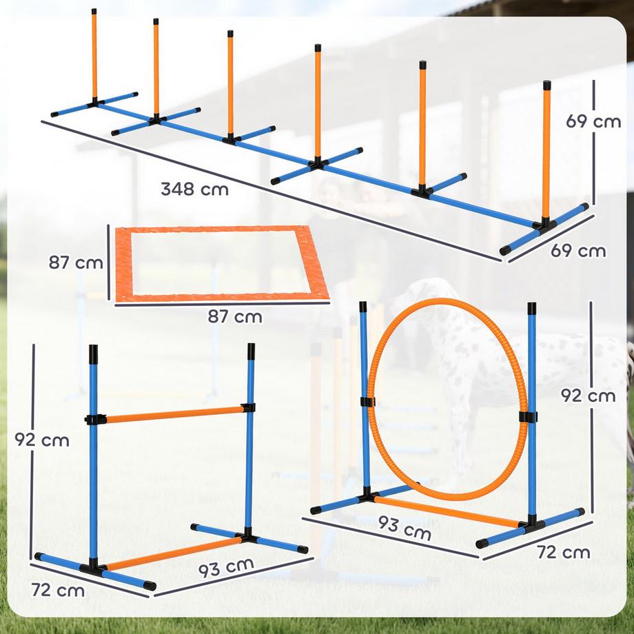 Northio  Agility Set Hunde 9-teilig Agility-Ausrüstung für Hundetraining Steckhürdenset mit Slalomstangen Sprunghoop 2 Bälle höhenverstellbar Hürden Koordinationstraining für Spiele Training Aosom 