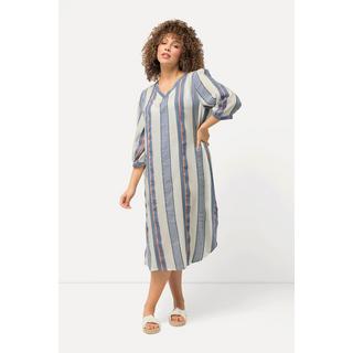 Ulla Popken  Kaftan, Musterstreifen, Oversized, V-Ausschnitt, 3/4-Arm 