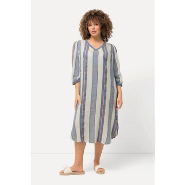 Caftan oversized à rayures, encolure en V et manches 3/4