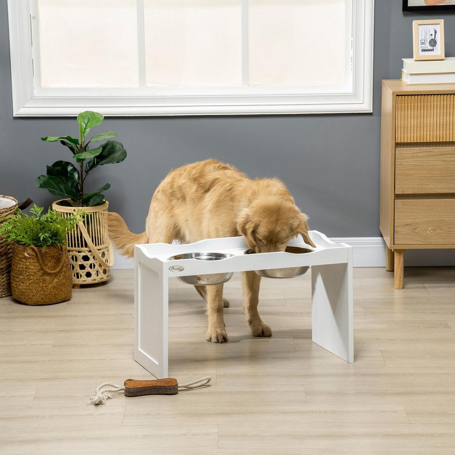 Northio Ciotola Per Cani Rialzata, Ciotola Per Cibo Con Bordo Rialzato, Ciotola Per Cani Rimovibile In Acciaio Inossidabile Da 2 X 2 Litri, Ciotola Per Cani Di Taglia Molto Grande, Bianco  