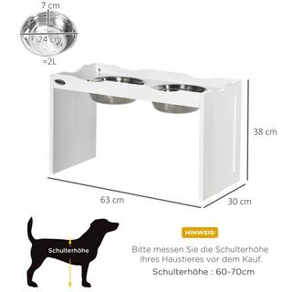 Northio Gamelle Surélevée Pour Chien, Gamelle Avec Bord Surélevé, 2 Gamelles Amovibles En Acier Inoxydable De 2 L, Gamelle Pour Très Grands Chiens, Blanc  