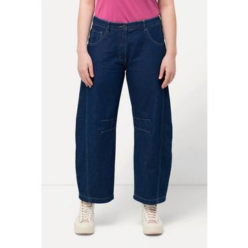 Jeans con taglio della gamba ampio, cucitura decorativa, cintura elastica e cotone biologico