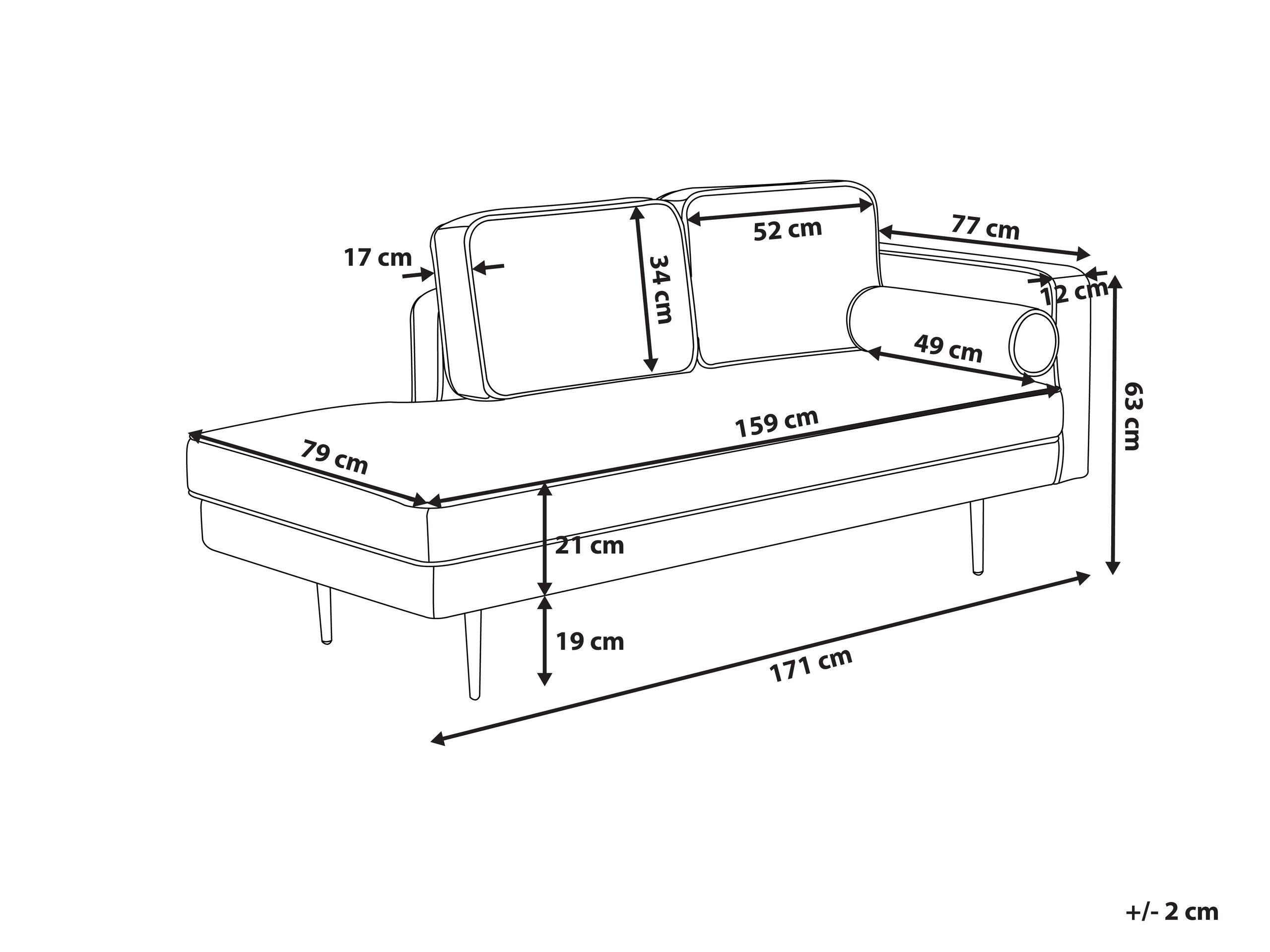 Beliani Chaise longue versione destra en Velluto Moderno MIRAMAS  