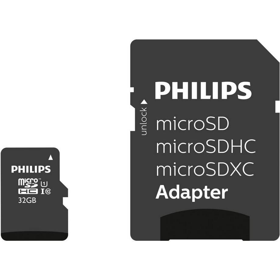 PHILIPS  MicroSDHC 16 GB Speicherkarte mit SD-Adapter Schwarz 